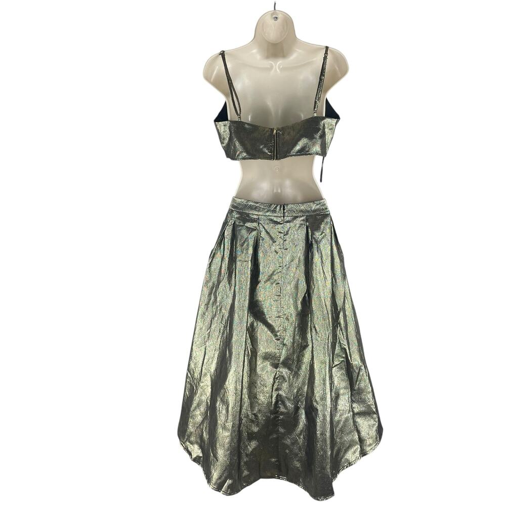 Lulu's Pure Brillance Metallic Cami Skirt 2pcs Set Gold Size M - Picture 8 of 12